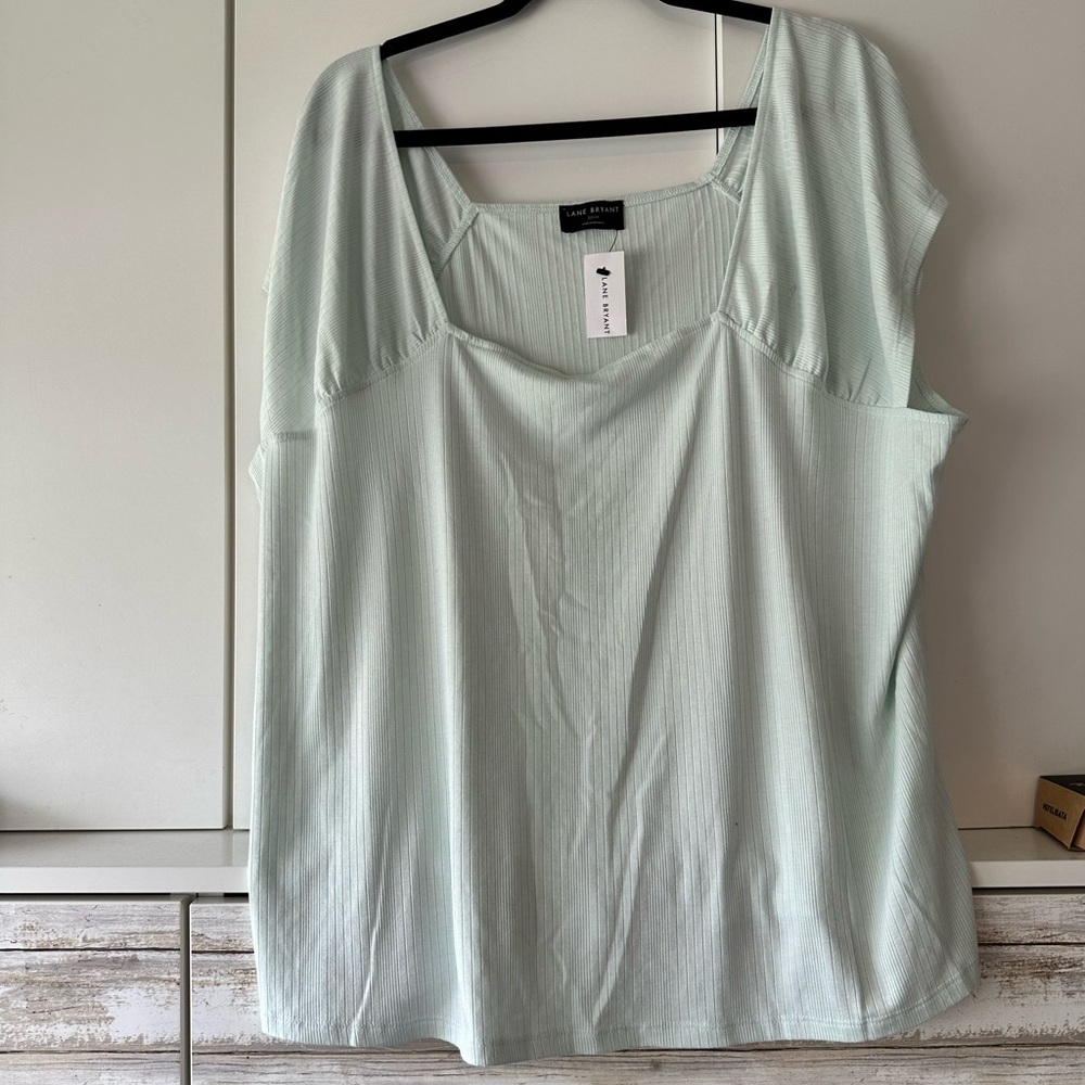 💚 Lane Bryant NWT Plus Size 22/24 Ribbed Mint Green Blouse
